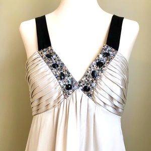 BCBGMaxAzria Beaded Champagne Satin Dress 4